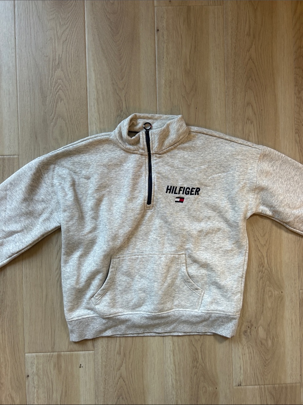 Tommy Hilfiger Heather Gray Half-Zip Pullover with Logo